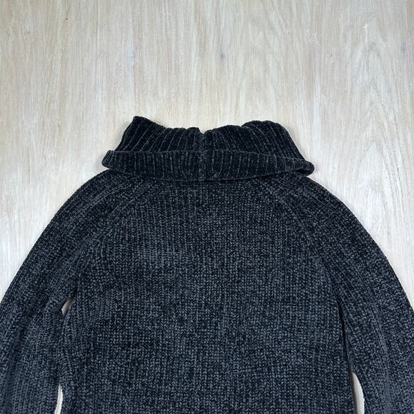 Lucky Brand Black Chenille Ribbed Knit Turtleneck Pullover Cozy Sweater Medium - Picture 12 of 13